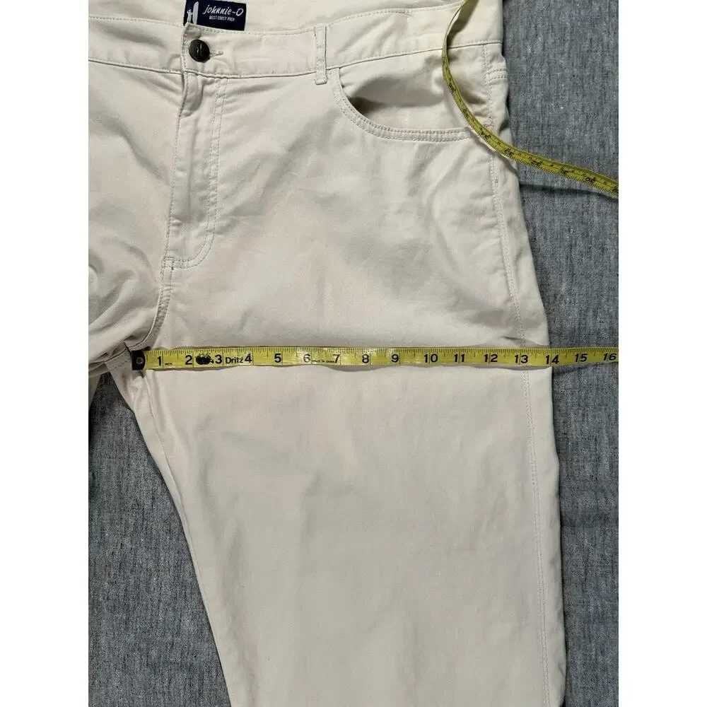 Johnnie-O Pants Mens 40x32 Off-White Straight Leg Stretch Beachy Coastal Prep